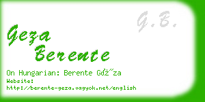 geza berente business card